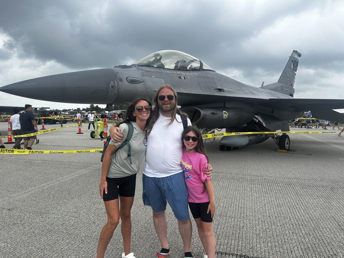Steve and family in front of an F-16 at the Dayton Air Show